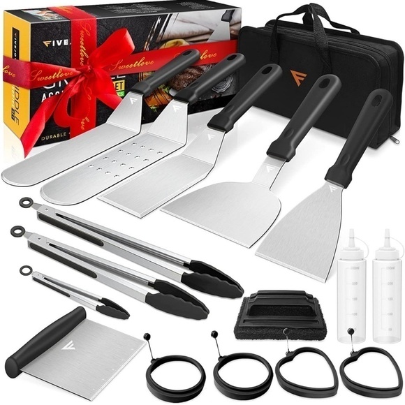 Brand New 17-Piece Griddle Accessories Kit Flat Top Grill Set BBQ Spatula Tools - Picture 1 of 15